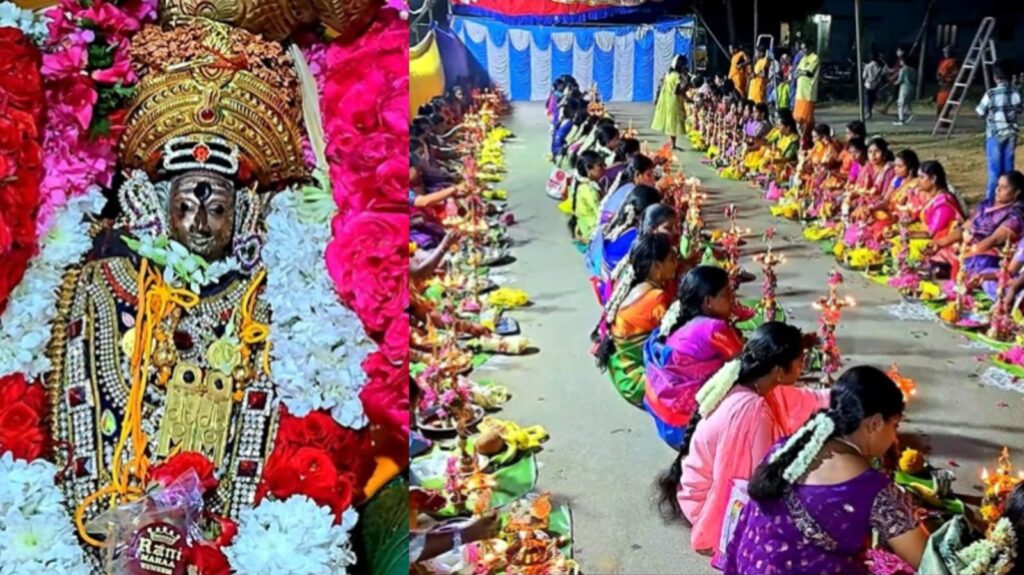 காரிகோட்டை பொன்னியம்மன் கோவில் திருவிழா!. திரளான பெண்கள் பங்கேற்ற திருவிளக்கு பூஜை வைபவம்! ponniyamman vilakku pooja