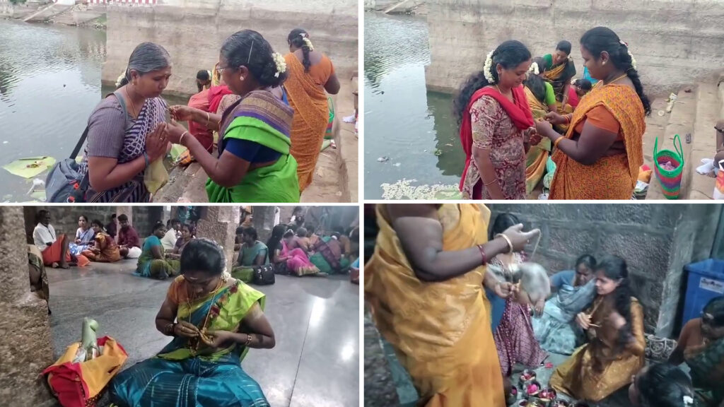 புதுக்கோட்டை; சாந்தாரம்மன் கோயிலில் தாலி பெருக்கிக் கொண்ட புதுமண தம்பதிகள் 008 pdk